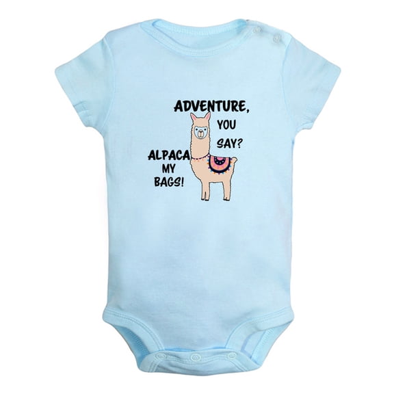 Adventure You Say Alpaca my bags Funny Rompers For Babies, Newborn Baby Unisex Bodysuits, Infant Jumpsuits, Toddler 0-12 Months Kids One-Piece Oufits (Blue, 6-12 Months)