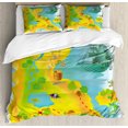 thumbnail image 1 of Adventures Duvet Cover Set King Size, Mysterious Fantasy World Island Map Treasure Hunting Cartoon Icons, Decorative 3 Piece Bedding Set with 2 Pillow Shams, Earth Yellow Multicolor, by Ambesonne, 1 of 3