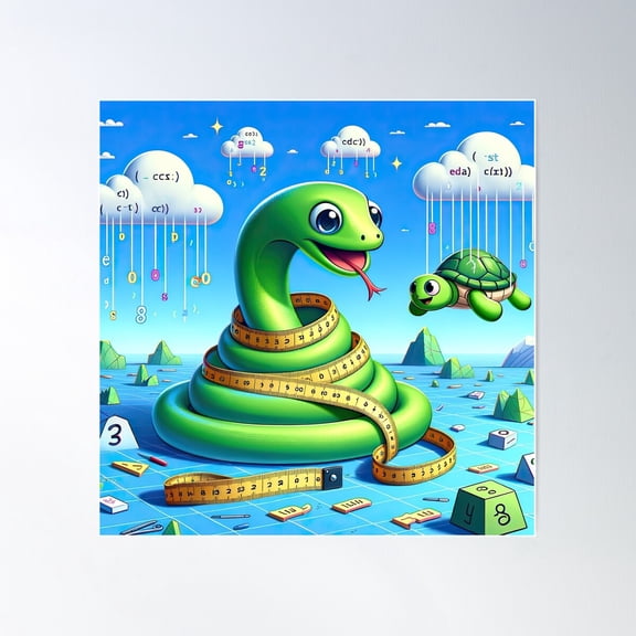 Adventures In Code: Python'S Turtle In Measureland Poster Wall Art, Modern Wall Decor For Living Room Bedroom, 30x30 UNFRAMED
