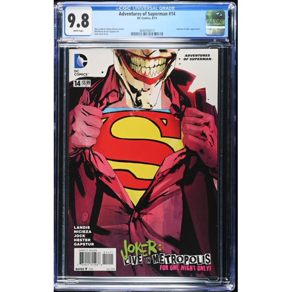 Adventures Of Superman #14 CGC NM/M 9.8 White Pages Jock Joker Cover! Comic Book