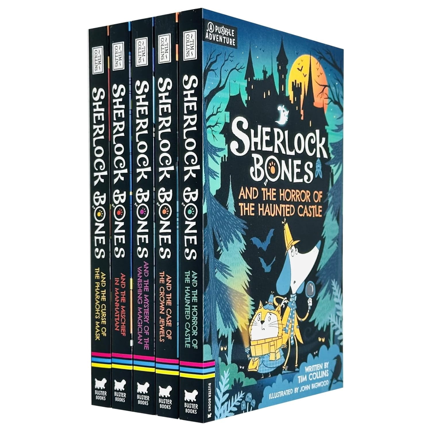 Adventures of Sherlock Bones 5 Book Set by Tim Collins &ndash; Funny Mystery Adventure Collection for Kids
