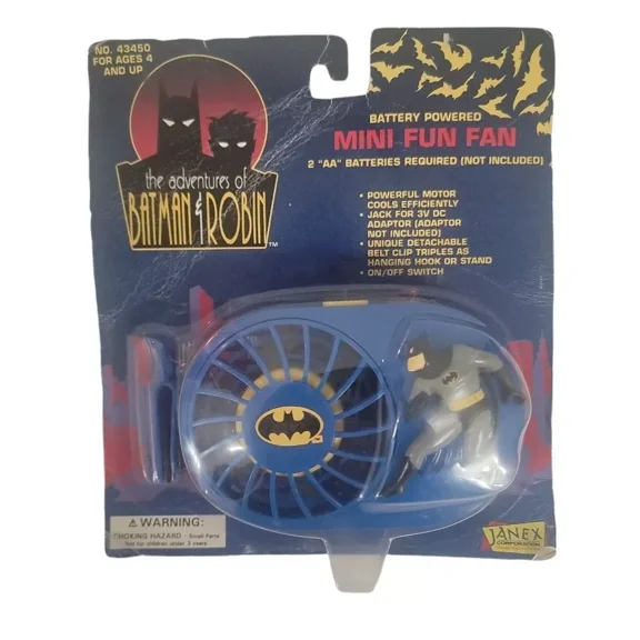 Adventures of Batman & Robin Battery Powered 3'' Mini Fun Fan by Janex 1995
