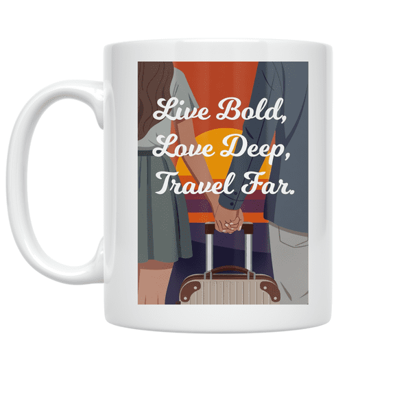 Adventurous Love Design - Travel Enthusiast - 11 oz Ceramic Coffee Mug