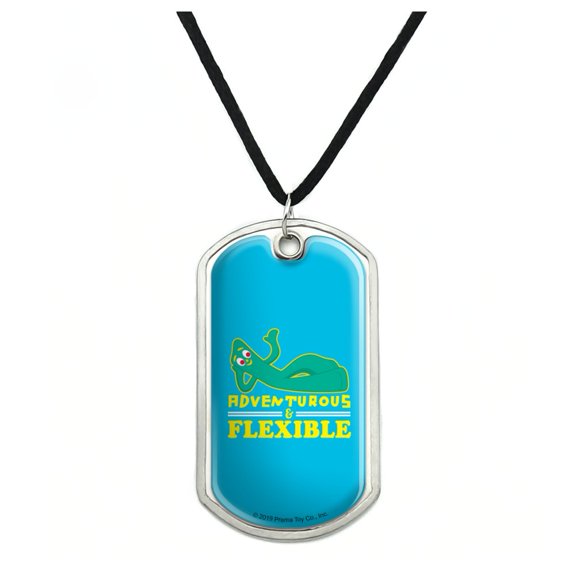 Adventurous and Flexible Gumby Military Dog Tag Pendant Necklace with Cord