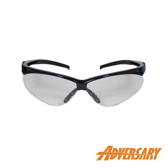 ADVERSARY, Safety Glasses, Anti-Fog & Anti-Scratch, Clear Lens, Black Frame, Half-Frame