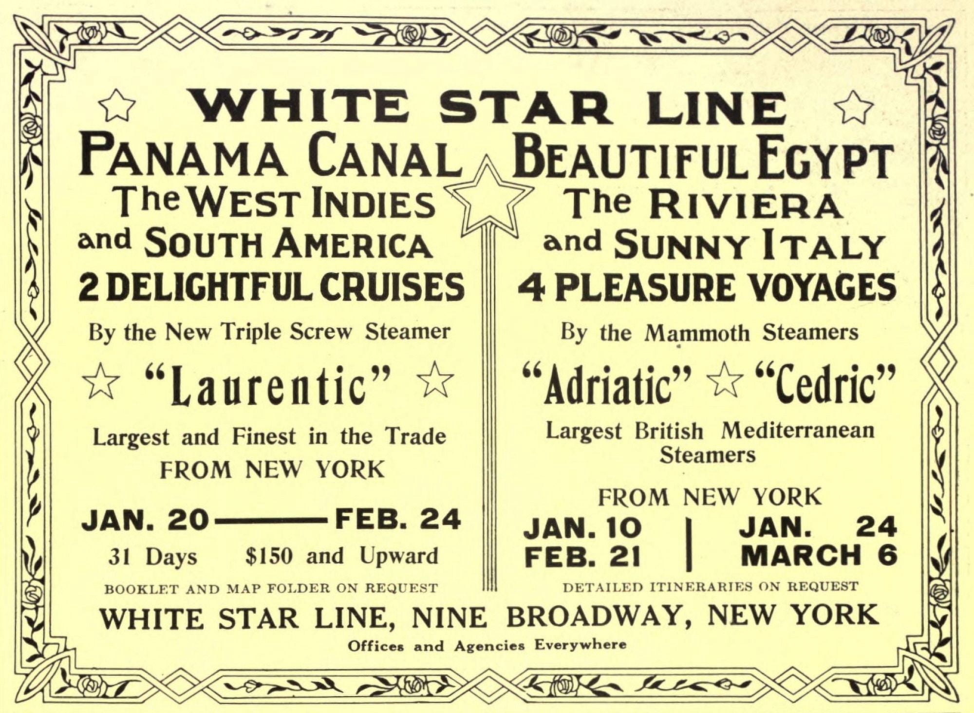 Advert House & Garden 1912 White Star Line Canvas Art - (24 x 36)