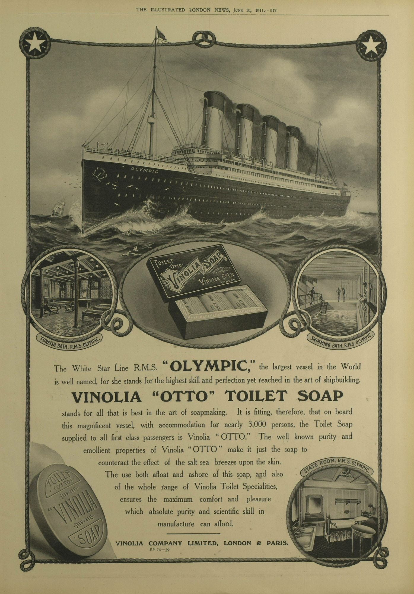Advert Illustrated London News 10 June 1911 Vinolia Otto Toilet Soap Canvas Art - (18 x 24)