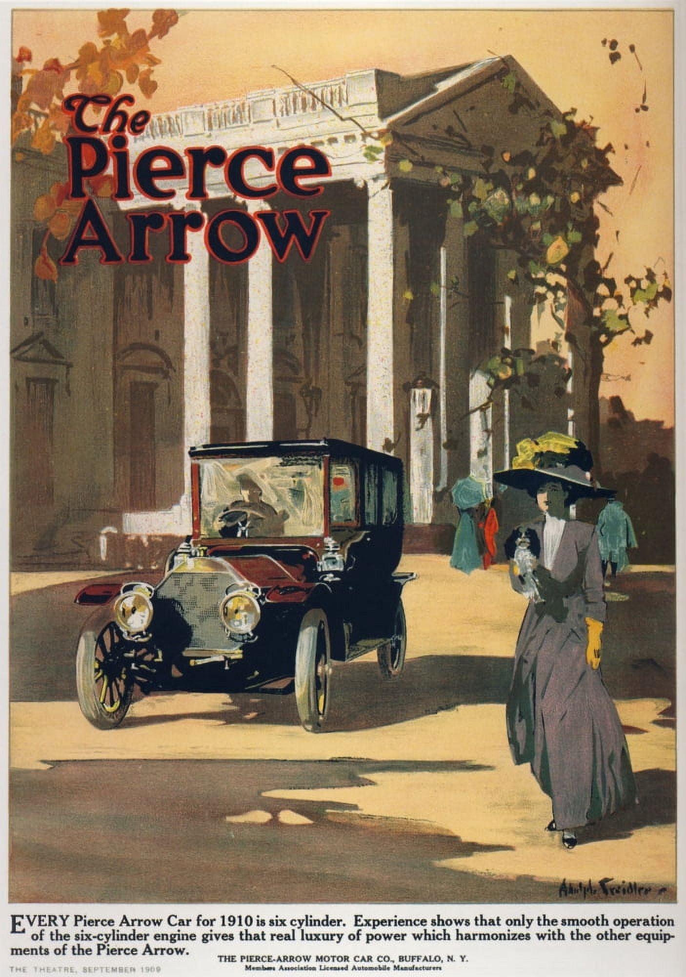 Advert for Pierce Arrows Cars 1909 Canvas Art - Adolph Treidler (24 x 36)