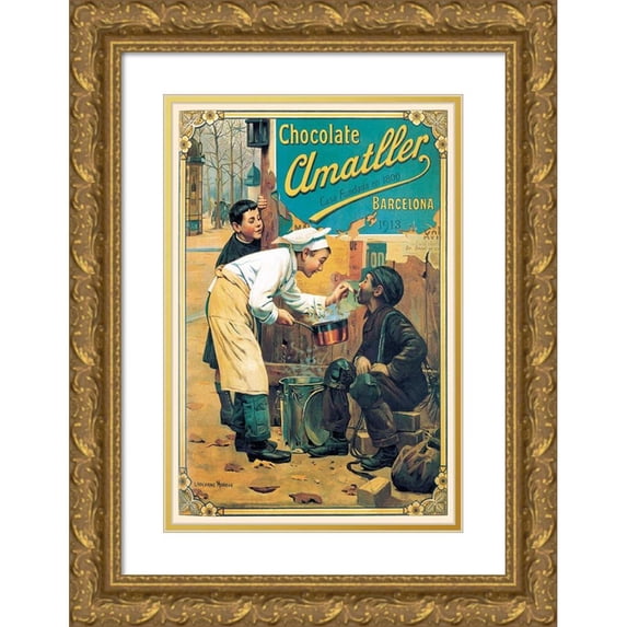 Advertisement 13x18 Gold Ornate Wood Framed with Double Matting Museum Art Print Titled - Cooks: Chocolate Amatller
