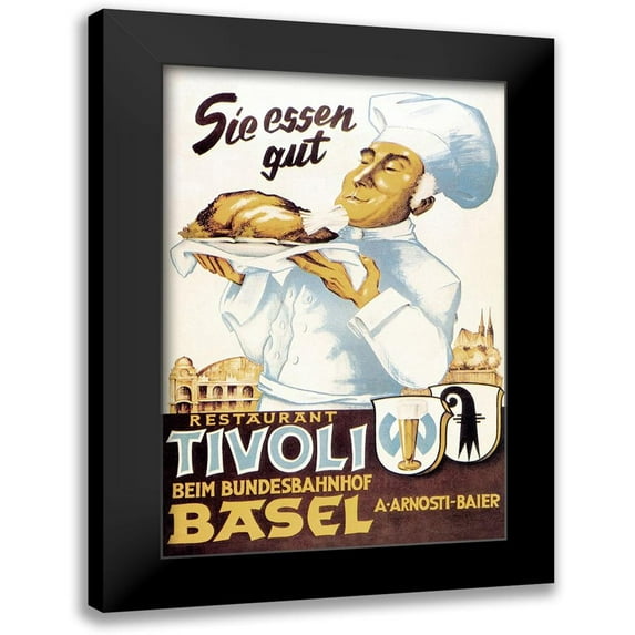 Advertisement 17x24 Black Modern Framed Museum Art Print Titled - Cooks: Restaurant Tivoli Basel