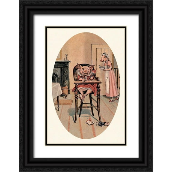 Advertisement 17x24 Black Ornate Wood Framed with Double Matting Museum Art Print Titled - Pigs and Pork: Baby Pig