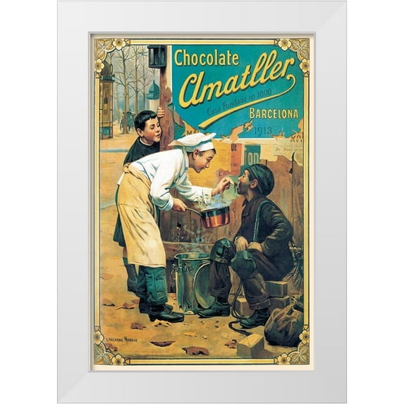 Advertisement 17x24 White Modern Wood Framed Museum Art Print Titled - Cooks: Chocolate Amatller