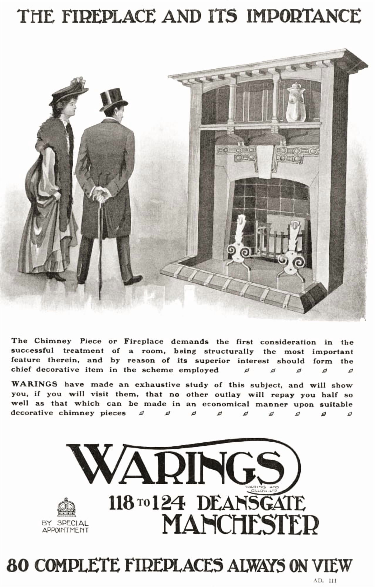 Advertisement for an early 20th century fireplace From The Mansions of England in the Olden Time published 1906 Canvas Art - Ken Welsh Design Pics (11 x 17)