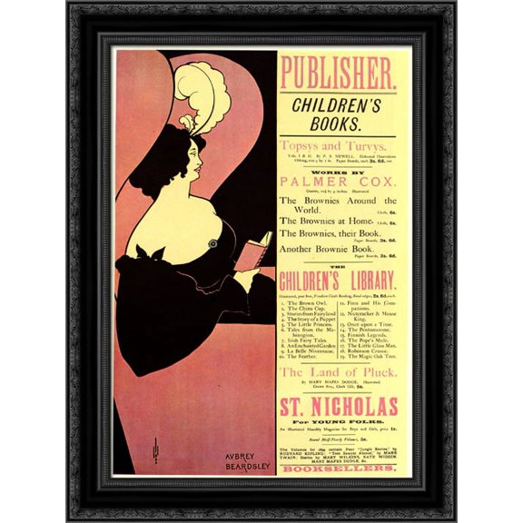 Advertisement for Children's Books 20x24 Black Ornate Wood Framed Canvas Art by Beardsley, Aubrey