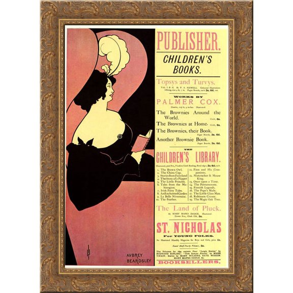 Advertisement for Children's Books 20x24 Gold Ornate Wood Framed Canvas Art by Beardsley, Aubrey