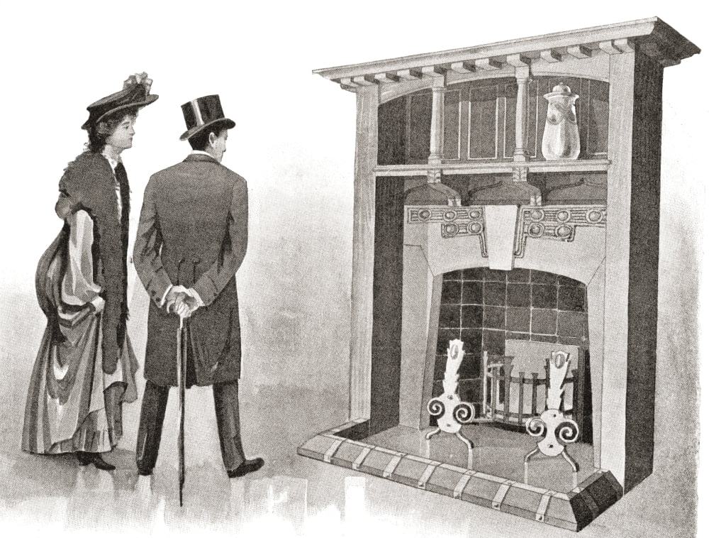 Advertisement for a fireplace From The Mansions of England in the Olden Time published 1906 Canvas Art - Ken Welsh Design Pics (32 x 24)