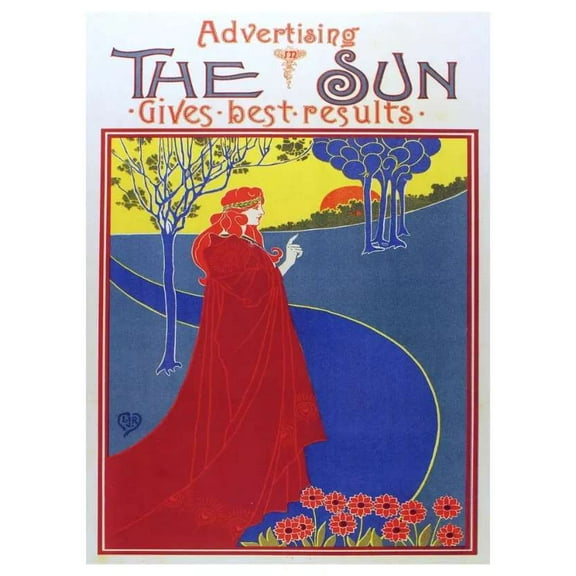 Advertisement the sun wall Decoration Poster. Graphic Interior Art design. 24 x 36 Inch Poster