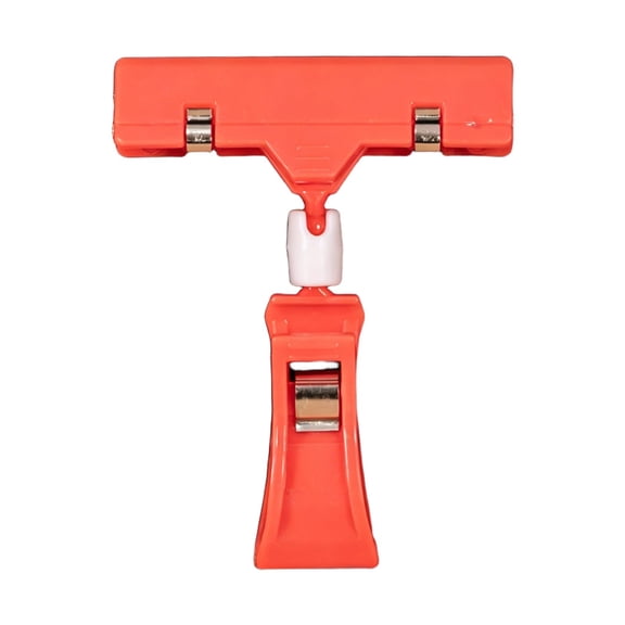 Advertising Display Label Holder, 11x8cm Sign Name Card Tag Stand, Clear Menu Price Tag Clip For Retail Store Exhibition (Red, 11*8 CM)