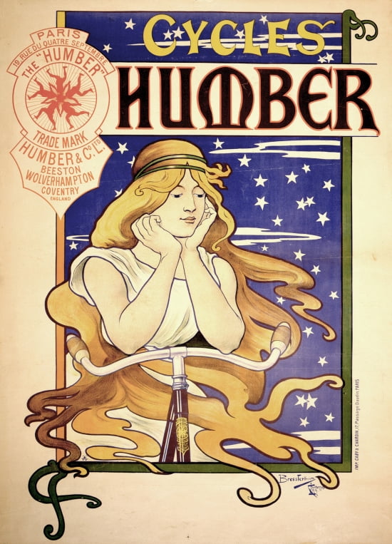 Advertising Humber Cycles Bicycles Bressler Henriette 1895 Canvas Art - (18 x 24)