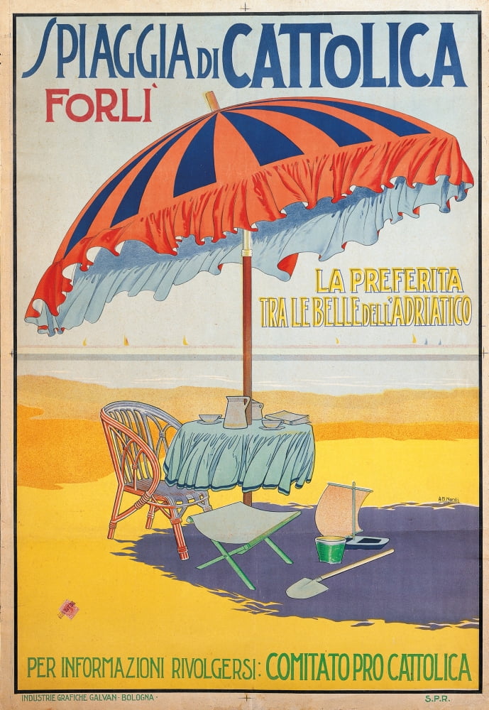 Advertising Poster For Spiaggia Di Cattolica Forl Canvas Art - (24 x 36)