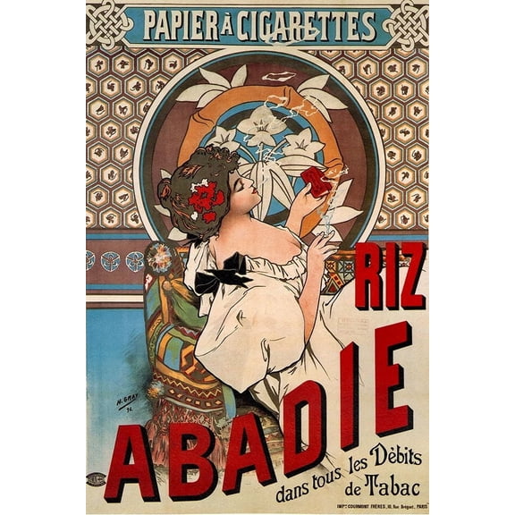 Advertising Poster Riz Abadie-Cigarette Rolling Paper by Alphonse Mucha (24 x 36)