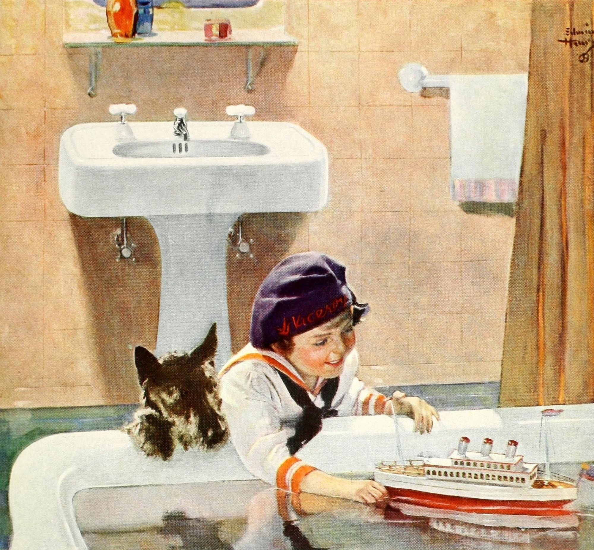 Advertising & Selling Magazine 1927 Kohler Ad Children Canvas Art - Edwin B Henry (24 x 36)