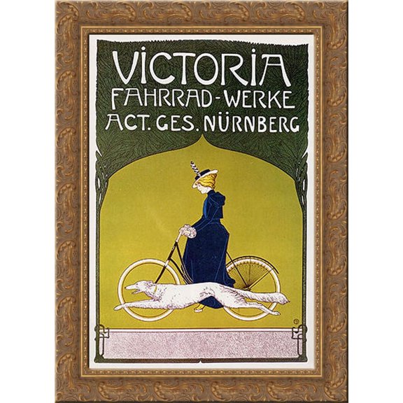 Advertising poster Victoria Fahrradwerke (bicycles) 20x24 Gold Ornate Wood Framed Canvas Art by Rehm, Fritz