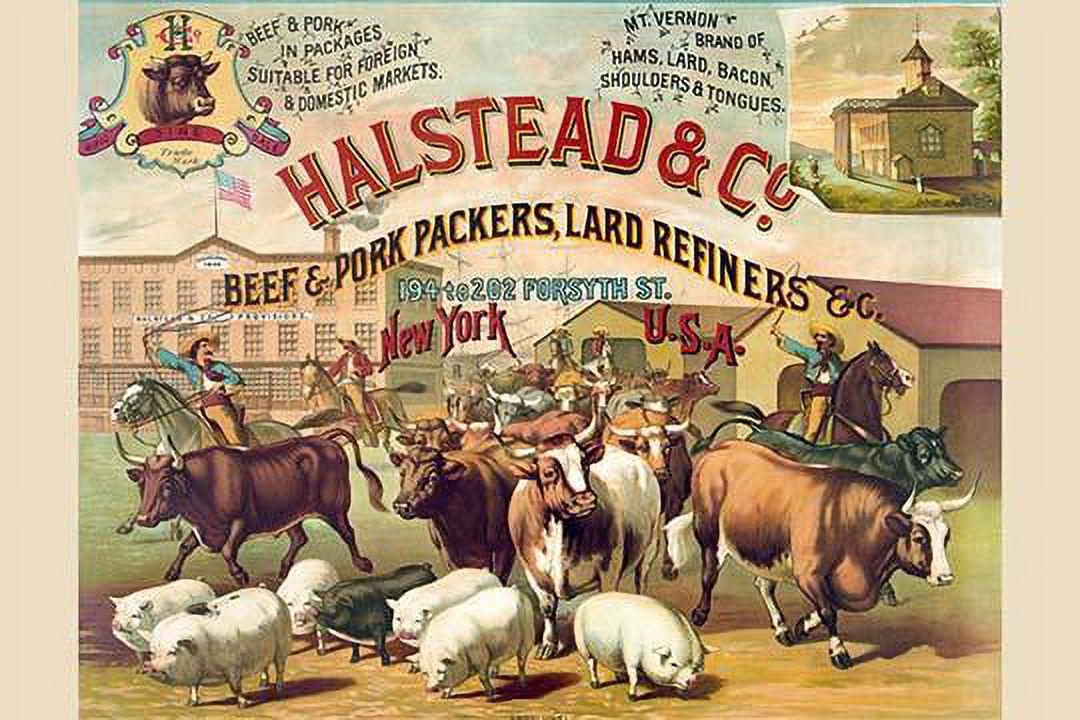 Advertising poster from a New York beef and pork packer, lard refiner