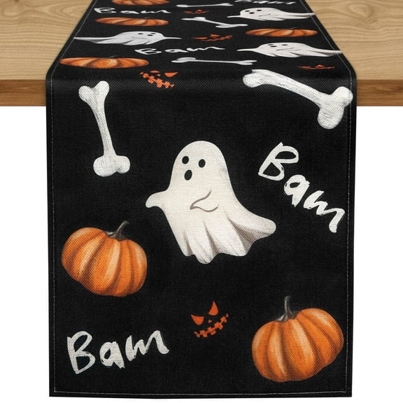 Advgears Halloween Table Runner, Pumpkins Ghost Skull Table Decor for Home Kitchen Dining Party, Halloween Decorations, 13 x 72 Inch