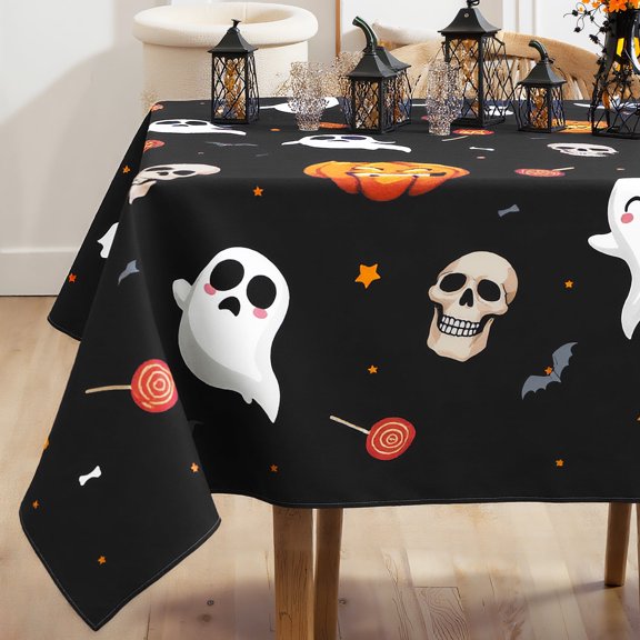 Advgears Halloween Tablecloth, Pumpkin Bat Ghost Skull Party Tablecloth for Holiday Kitchen Dinning Picnic, Halloween Decor 60 x 83 Inch