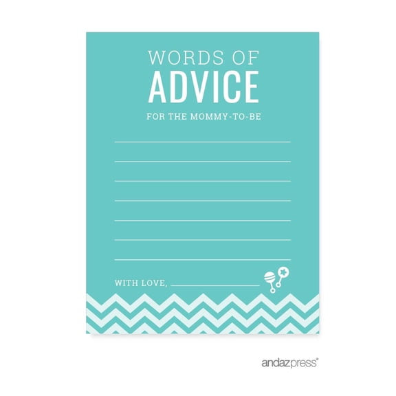Koyal Wholesale Advice Cards Diamond Blue Chevron Baby Shower Games, 20-Pack