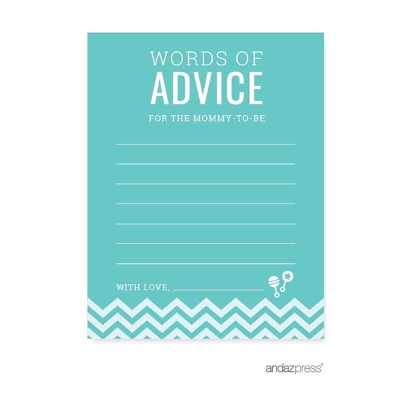 Koyal Wholesale Advice Cards Diamond Blue Chevron Baby Shower Games, 20-Pack