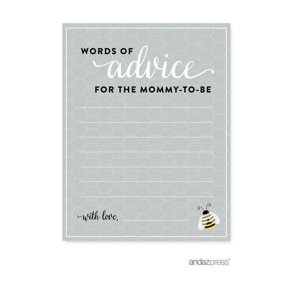 Advice Cards Mama to Bee Bumblebee Gender Neutral Baby Shower Games , 20-Pack