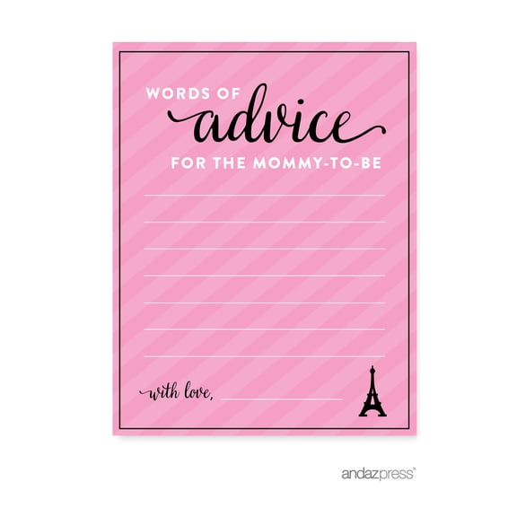 Koyal Wholesale Paris Bonjour Bebe Girl Baby Shower Collection  Advice for Mom & Dad Cards, 20-Pack