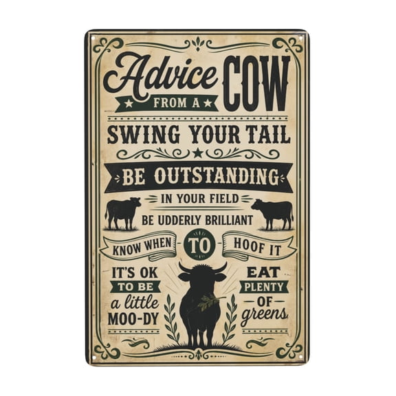 Advice From A Cow Country Farmhouse Metal Tin Sign For Barn Kitchen Bedroom And Entryway 8x12 Inch