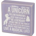thumbnail image 1 of Advice from a Unicorn - Primitives by Kathy 6 in x 6 in Purple Wooden Box Sign, 1 of 3