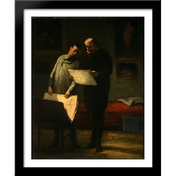 Advice to a Young Artist 28x34 Large Black Wood Framed Print Art by Honore Daumier
