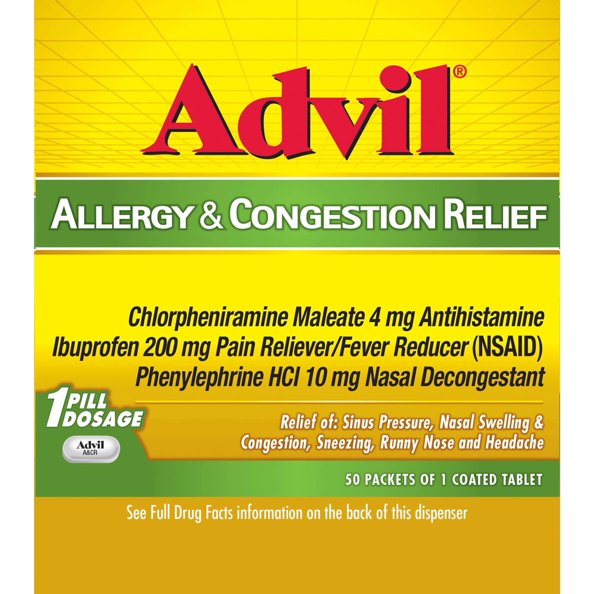 Advil Allergy and Congestion Pain Relievers and Fever Reducer Medicine