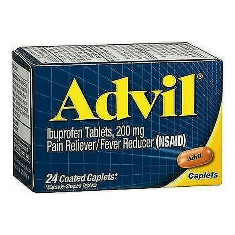 Advil Caplets 24ct Size 24s Advil Ibuprofen Coated Caplets Pain Reliever  And Fever Reducer 200 Mg 24ct - Walmart.com