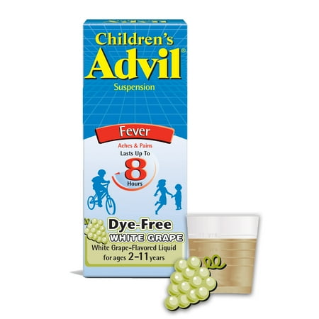 Children's Advil Pain Reliever and Fever Reducer, Dye Free Children's Ibuprofen for Pain Relief, White Grape - 4 fl oz