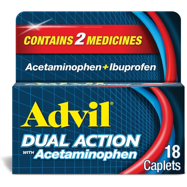 Advil Dual Action Coated Caplets with Acetaminophen, 250 Mg Ibuprofen