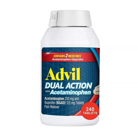 Advil Dual Action Coated Caplets w/ Acetaminophen, 240 Count