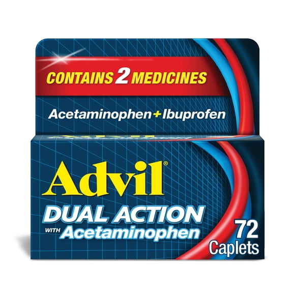 Advil Dual Action Coated Caplets with Acetaminophen, 72 Count
