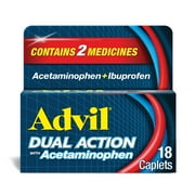Advil Dual Action Pain Relievers Coated Caplets, 125 mg Ibuprofen and 250 mg Acetaminophen, 18 Count