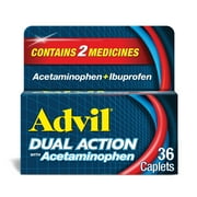 Advil Dual Action Pain Relievers Coated Caplets, 125 mg Ibuprofen and 250 mg Acetaminophen, 36 Count