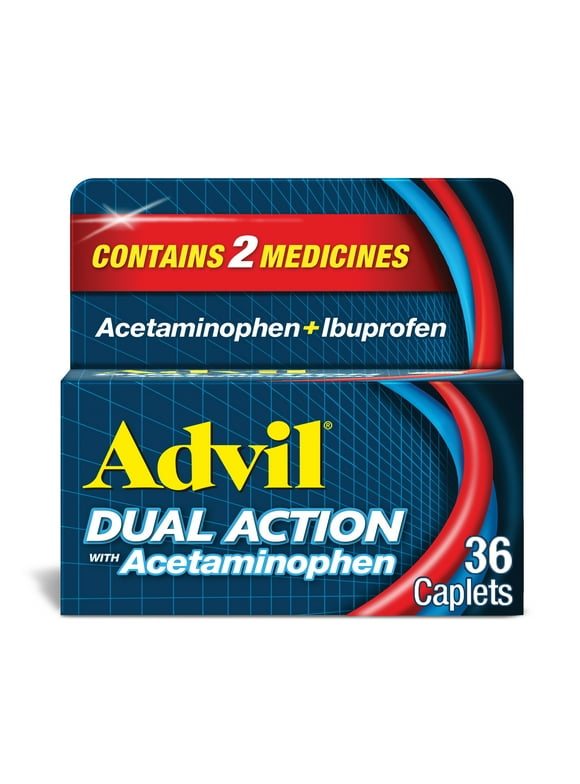 Advil Dual Action Pain Relievers Coated Caplets, 125Mg Ibuprofen and 250Mg Acetaminophen, 36 Count