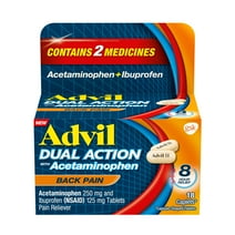 Advil Dual Action Pain Relievers for Back Pain Relief Tablet, 250Mg Ibuprofen and 500Mg Acetaminophen, 18 Count