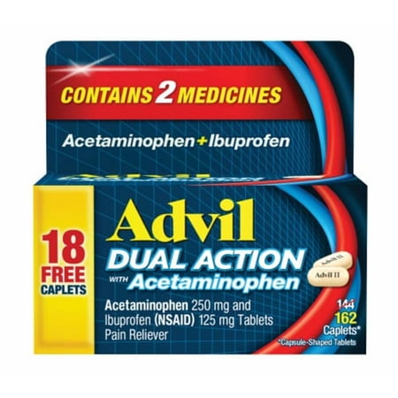 Advil Dual Action With Acetaminophen Pain Reliever 162 Caplets