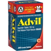 Advil Easy Open Cap (200 Count) Pain Reliever / Fever Reducer Coated Tablet, 200mg Ibuprofen, Temporary Pain Relief