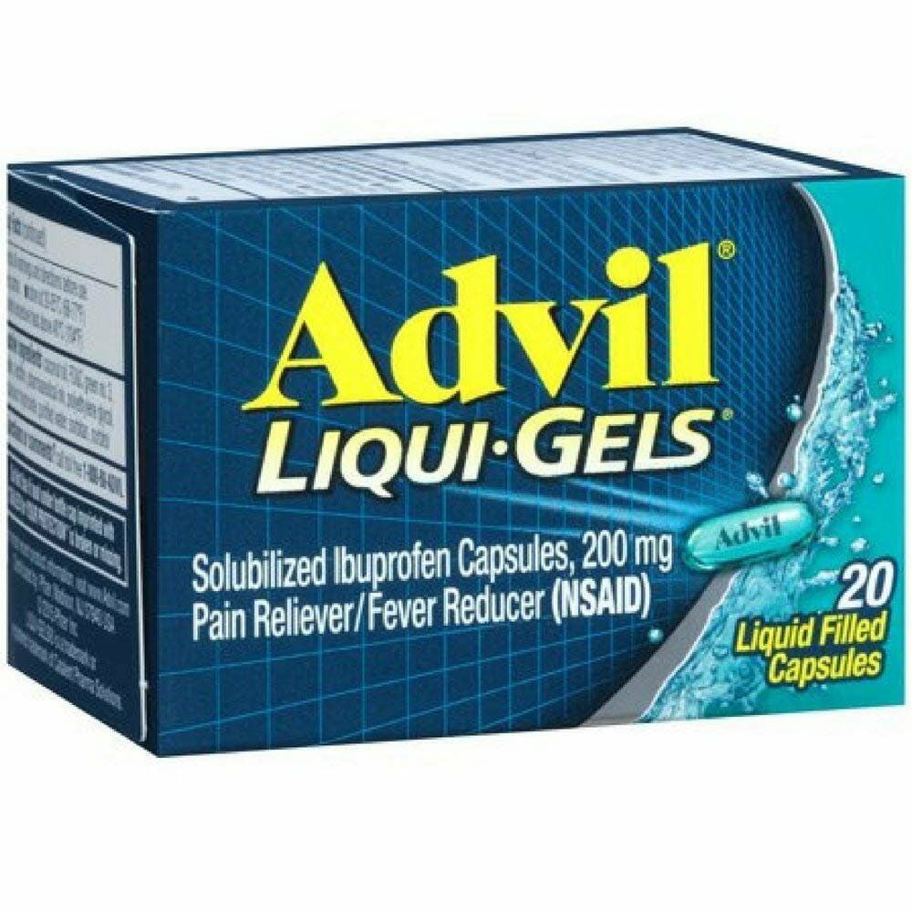 Advil Liqui-Gels Ibuprofen Pain Relief Liquid Filled Capsules, 20Ct, 6-Pack
